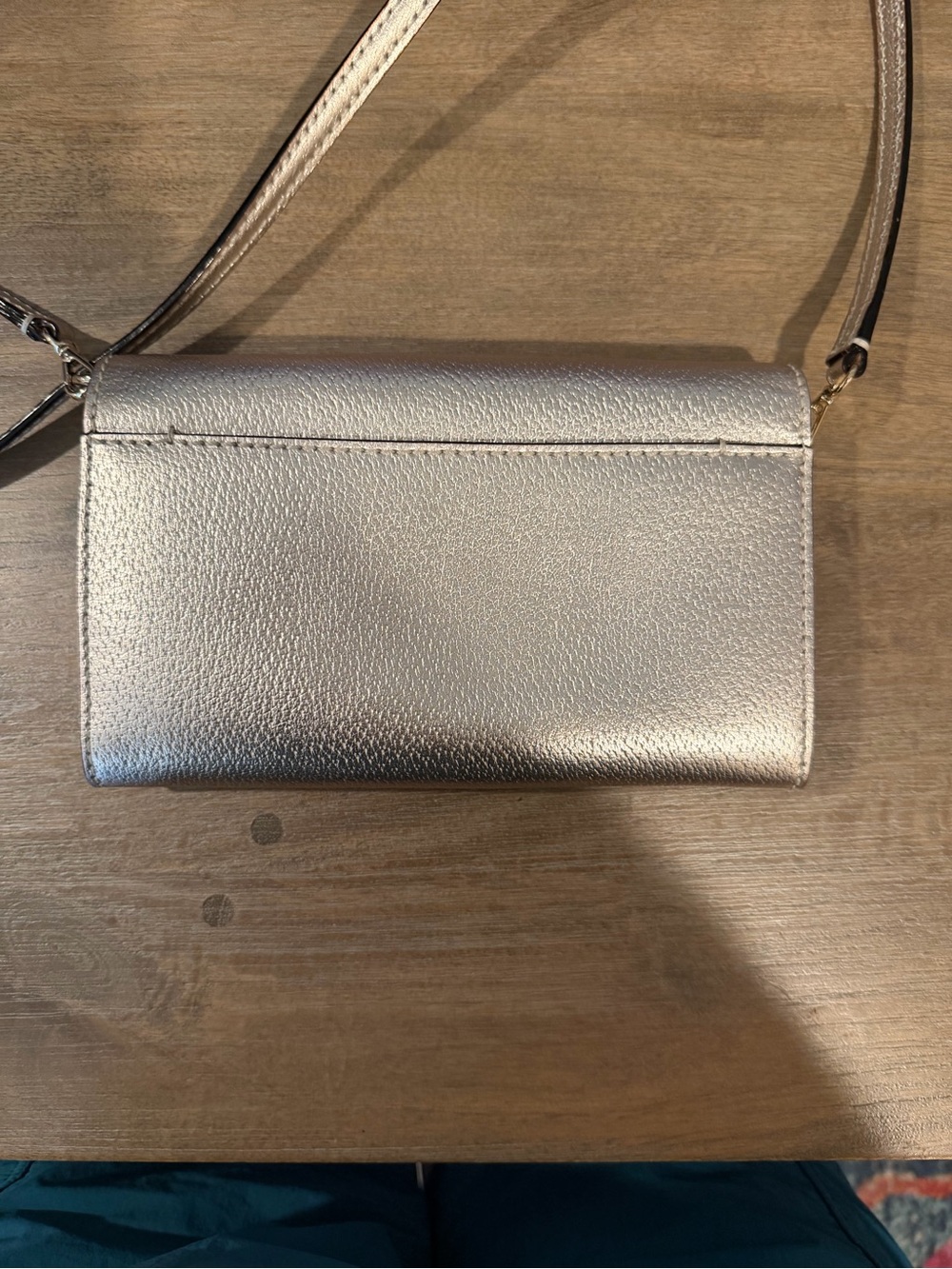 kate spade Metallic Gold Pebbled Leather Crossbody Wallet - Picture 3 of 7